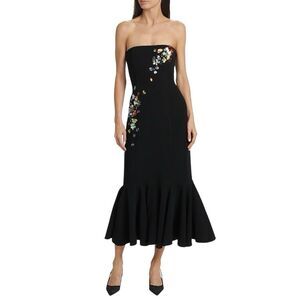 Cinq a Sept -6- Crafted of crepe Juniper Maxi Dress Elegant Strapless Fluted Hem